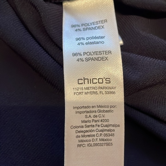 Chico’s Size 2 ( 12/14) Navy Studded Top with Raglan 3/4 Sleeves. - Picture 9 of 10